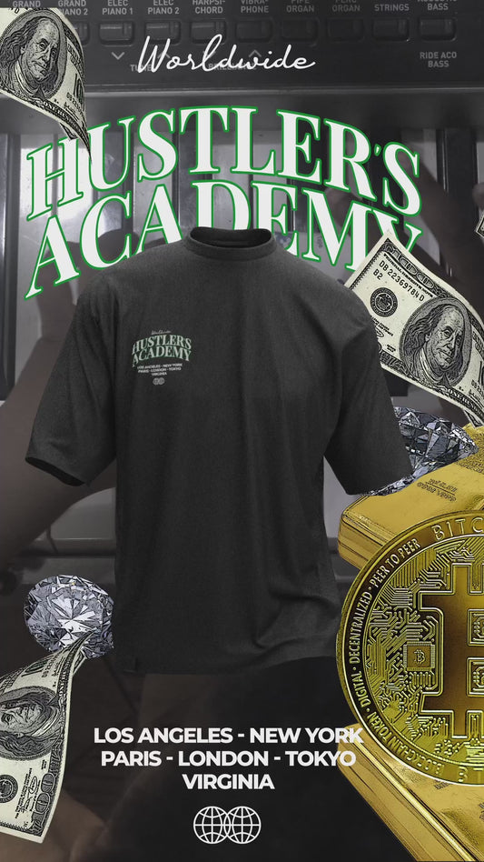 Hustlers Academy Graphic T-Shirt — Crypto & Cash Streetwear